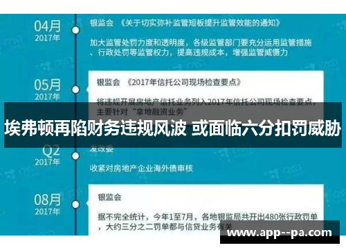 埃弗顿再陷财务违规风波 或面临六分扣罚威胁
